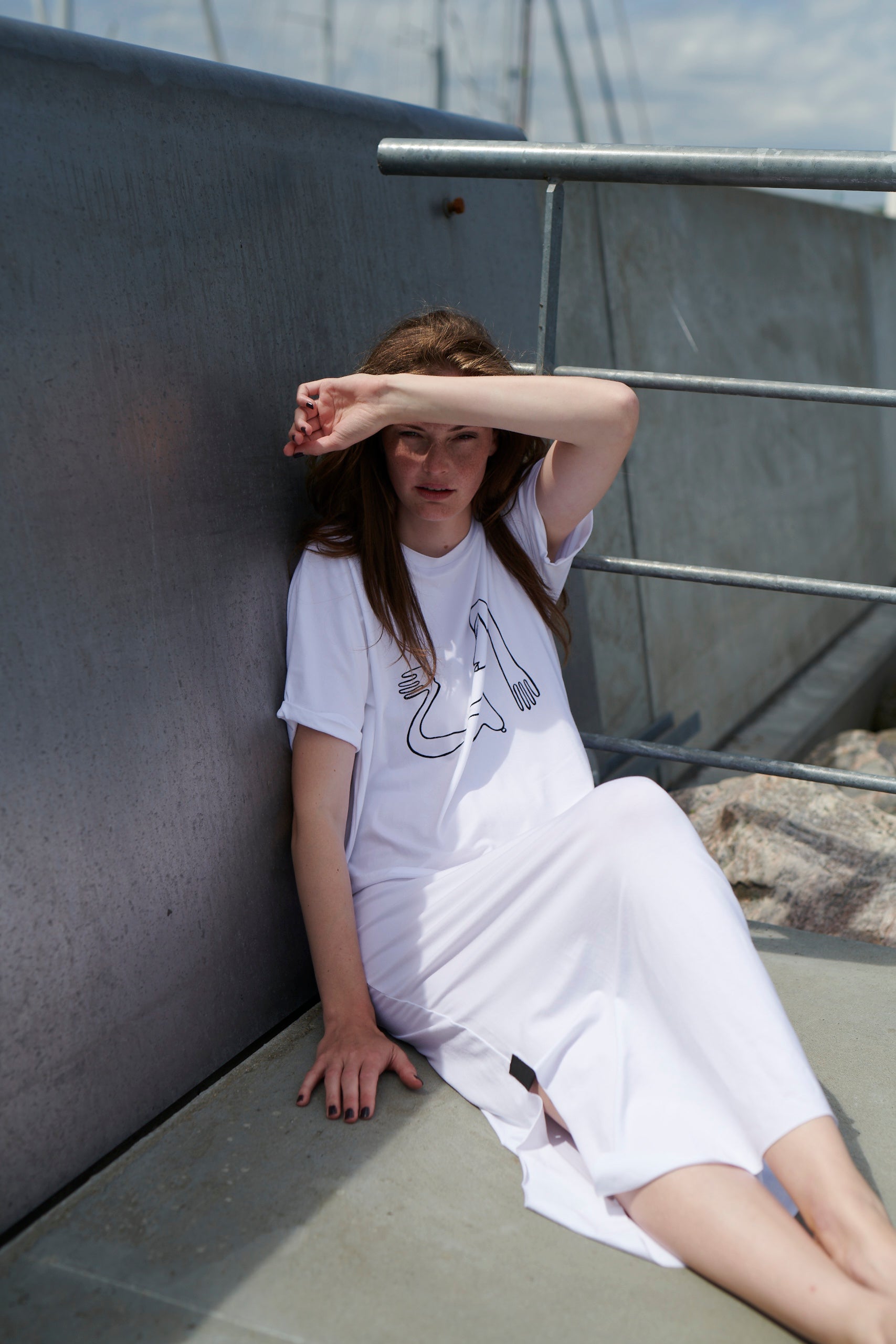 HENRIETTE STEFFENSEN COPENHAGEN LANGES KLEID M/DRUCKEN - 98038 KJOLER WHITE 816