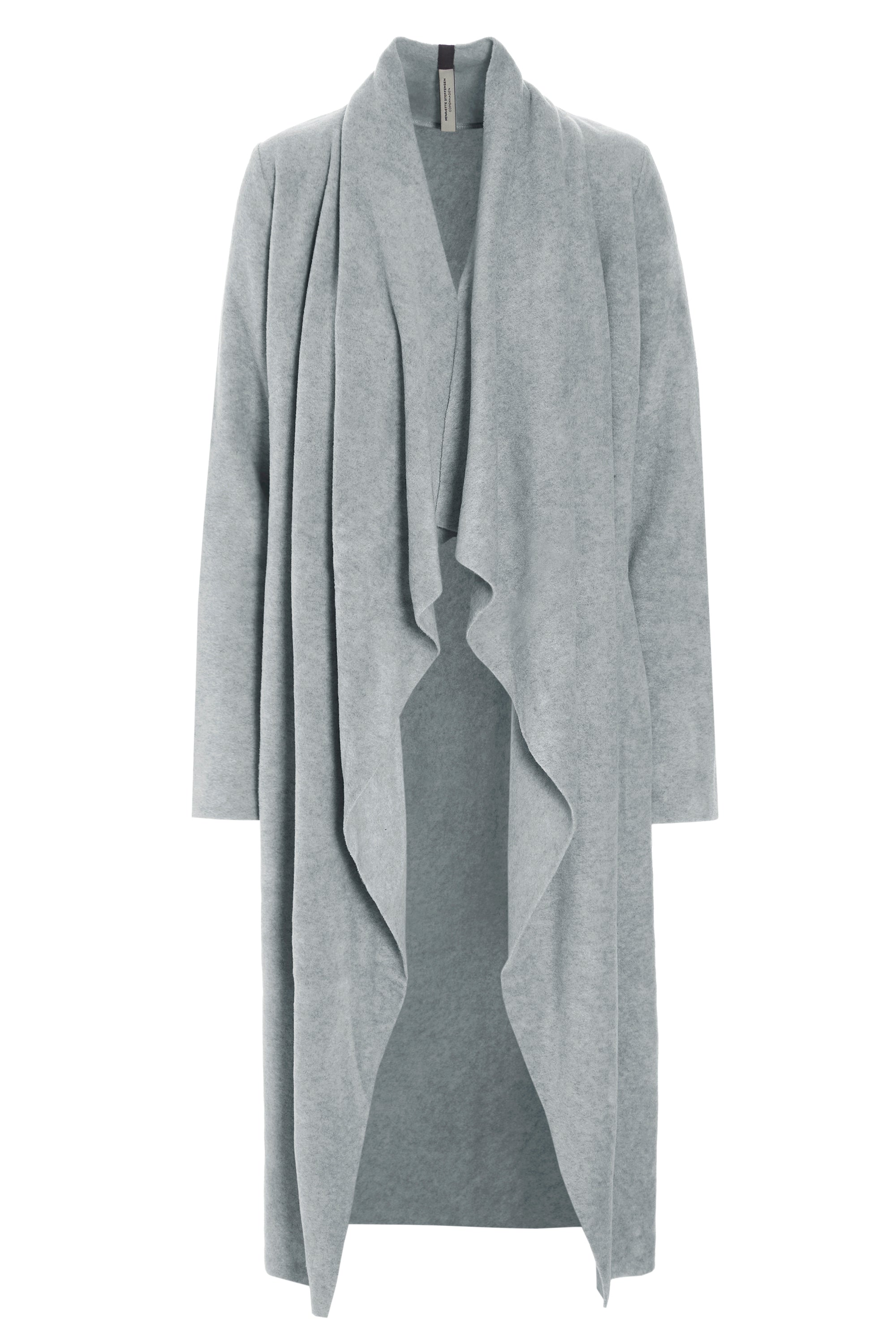 HENRIETTE STEFFENSEN COPENHAGEN LANGE CARDIGAN M/ "WASSERFALL" - 7131 CARDIGANS LIGHT GREY 876