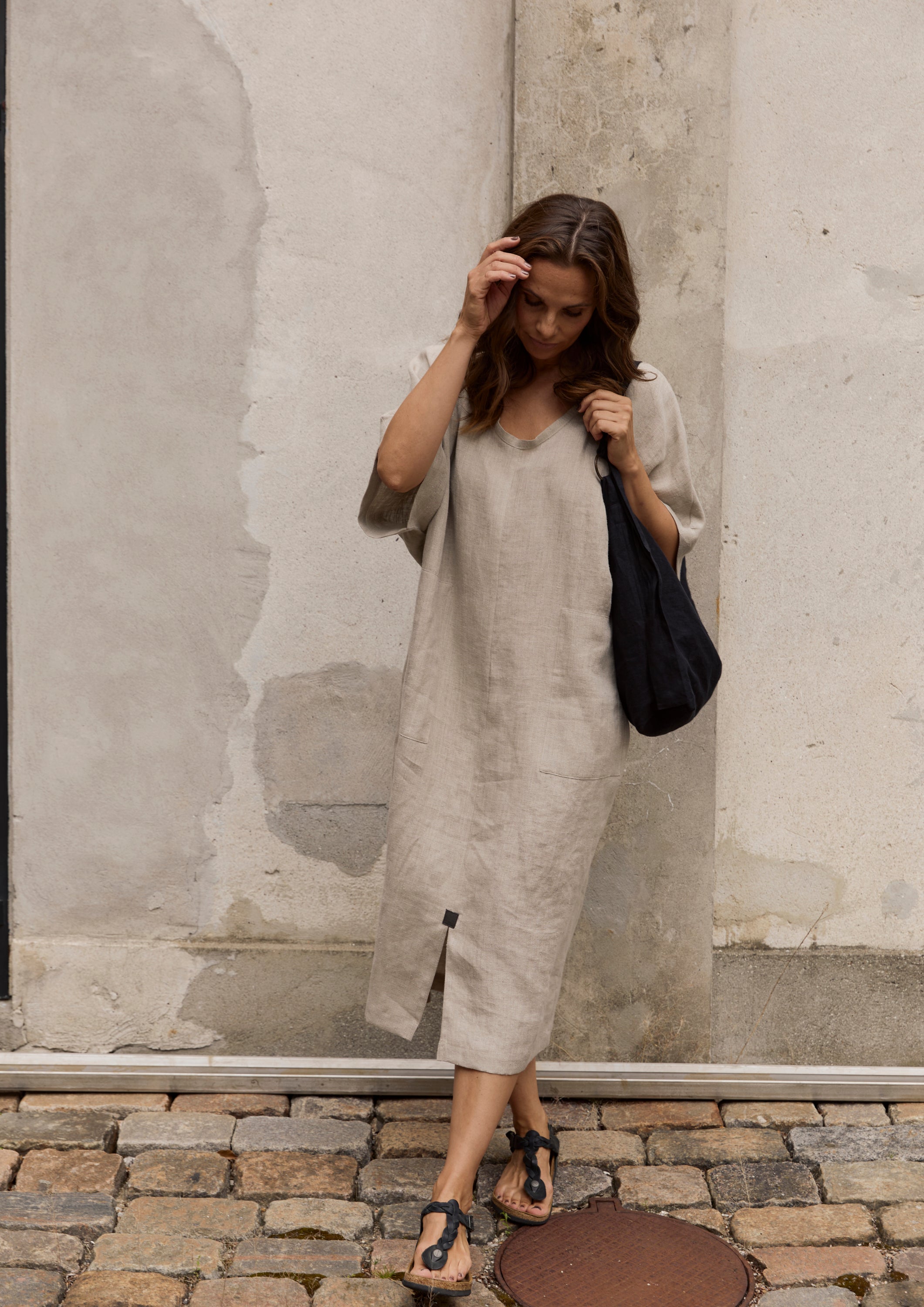 HENRIETTE STEFFENSEN COPENHAGEN LANGE KLEID - 83001 KJOLER NATURE 446