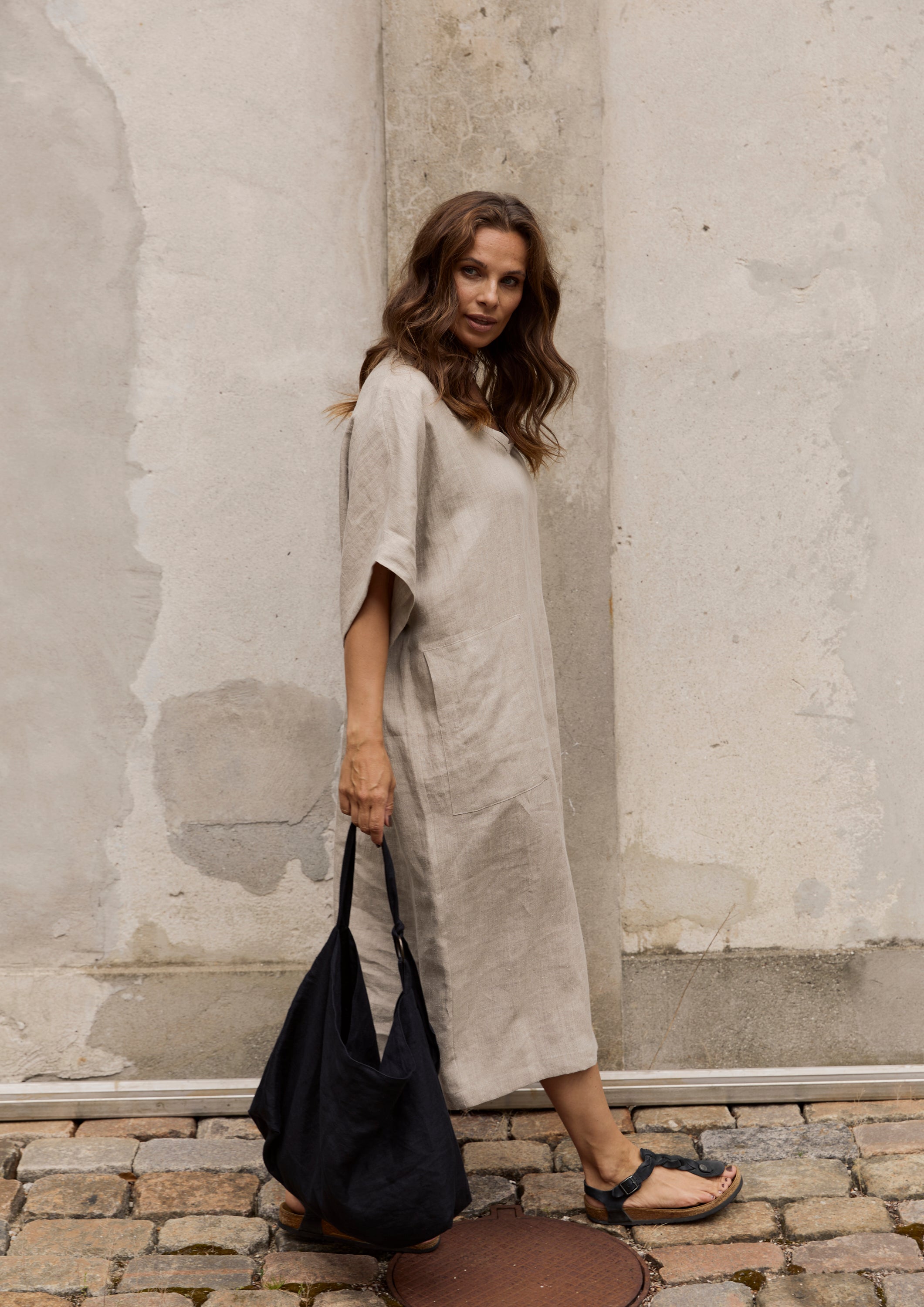 HENRIETTE STEFFENSEN COPENHAGEN LANGE KLEID - 83001 KJOLER NATURE 446