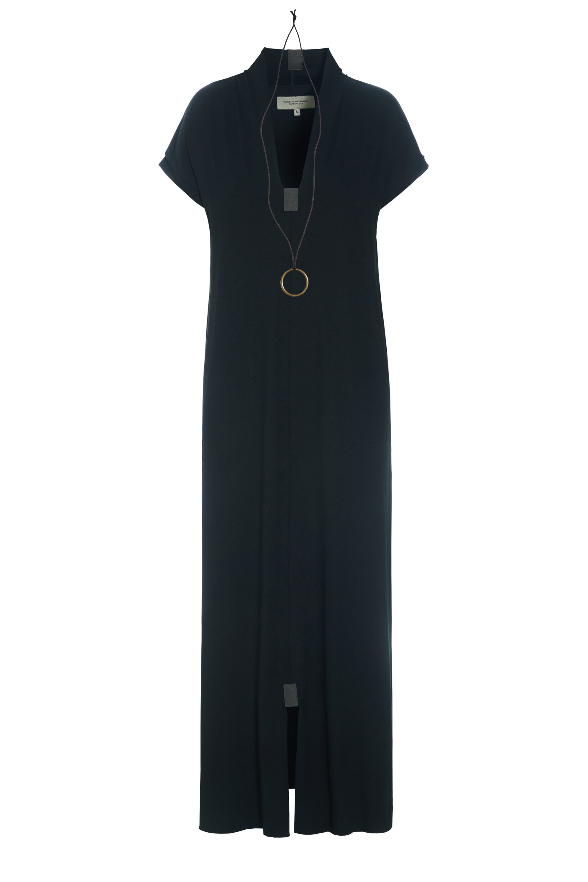 HENRIETTE STEFFENSEN COPENHAGEN LANGE KLEID V-AUSSCHNITT - 98067 KJOLER BLACK 900