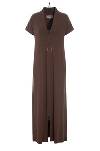 LANGE KLEID V-AUSSCHNITT - 98067 - CHOCOLATE