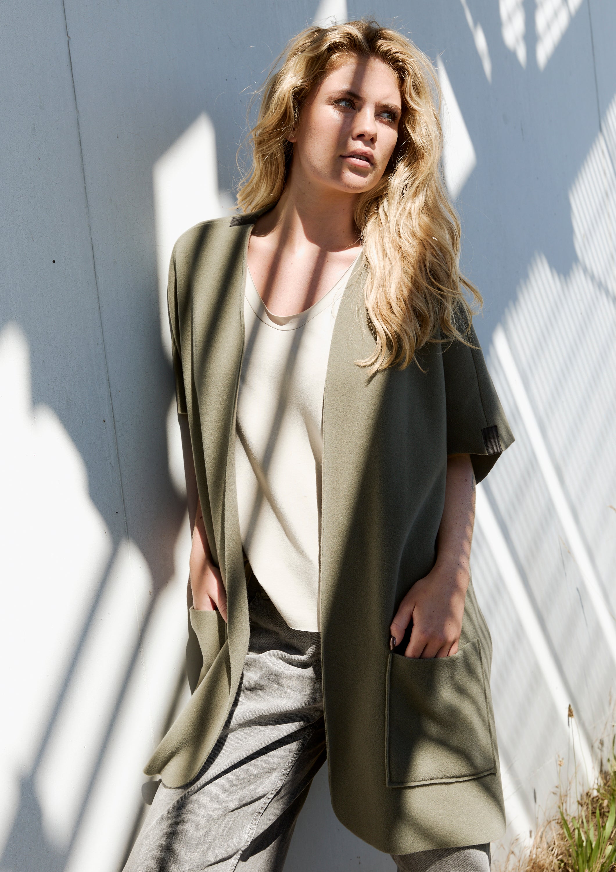 HENRIETTE STEFFENSEN COPENHAGEN LANGE WESTE - 7177 VESTS DUSTY GREEN 609