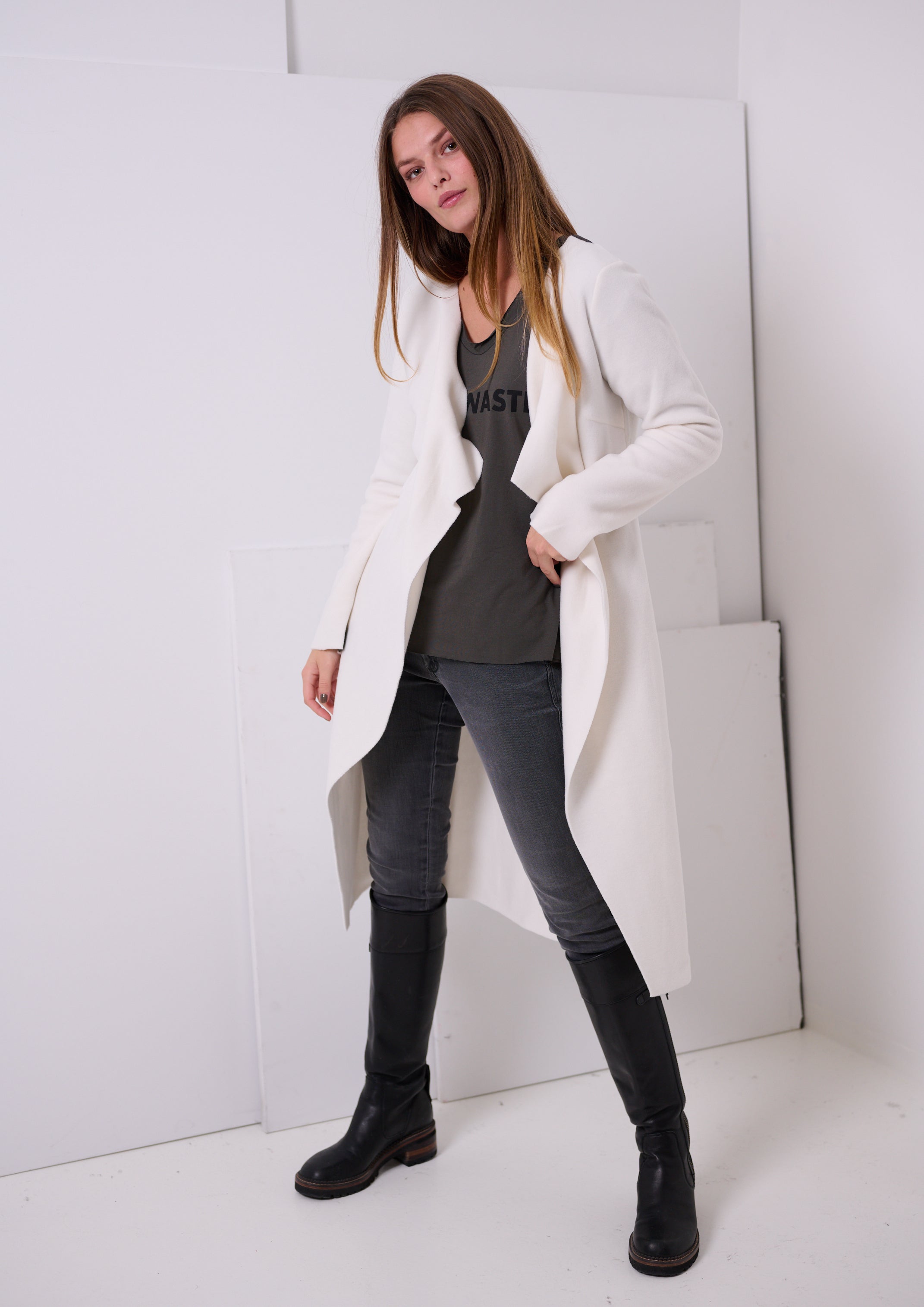 HENRIETTE STEFFENSEN COPENHAGEN LANG CARDIGAN - 7114 CARDIGANS OFF WHITE 802