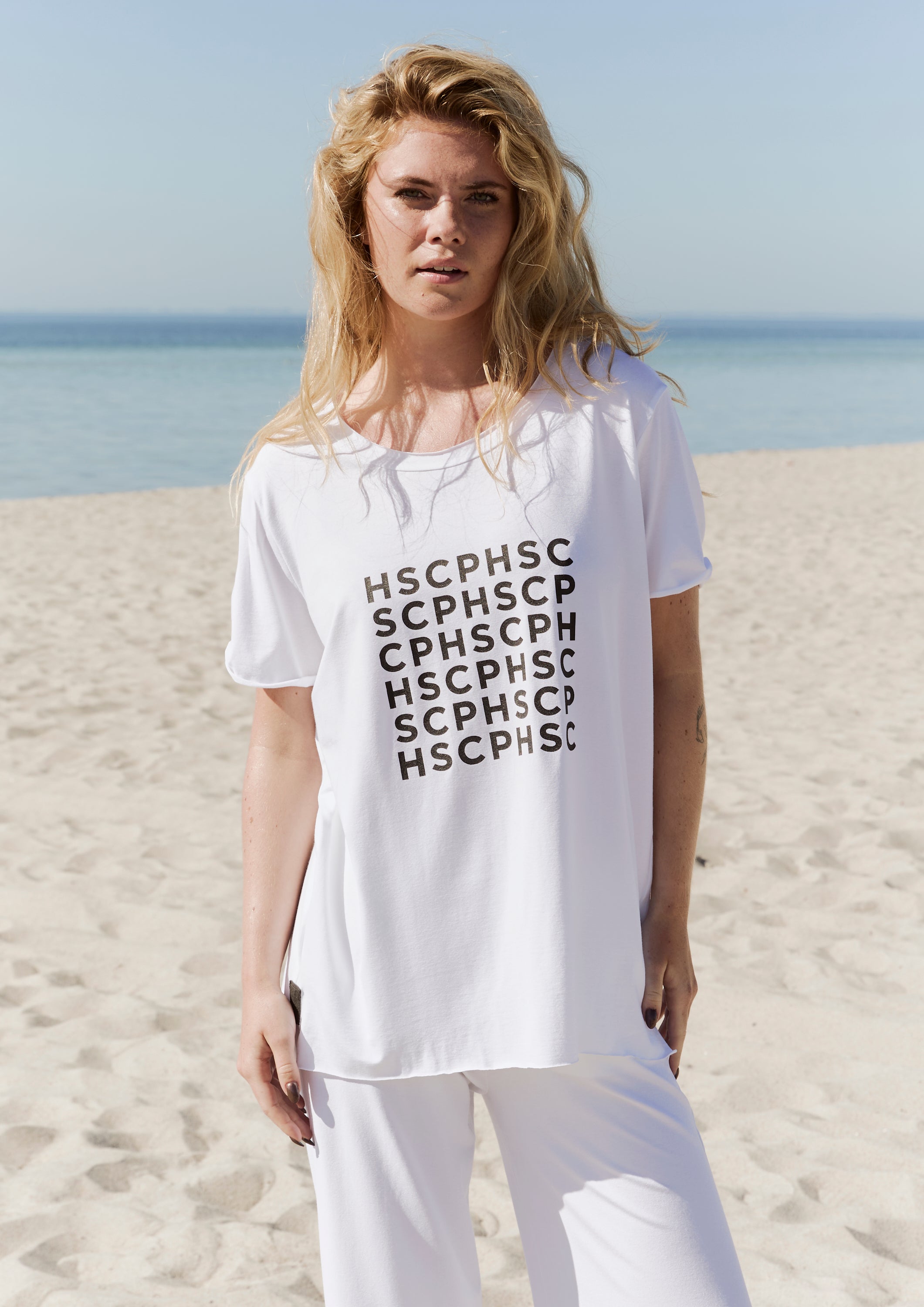 HENRIETTE STEFFENSEN COPENHAGEN LONG TEE LOGO- 96092LOGO T-SHIRTS WHITE 816