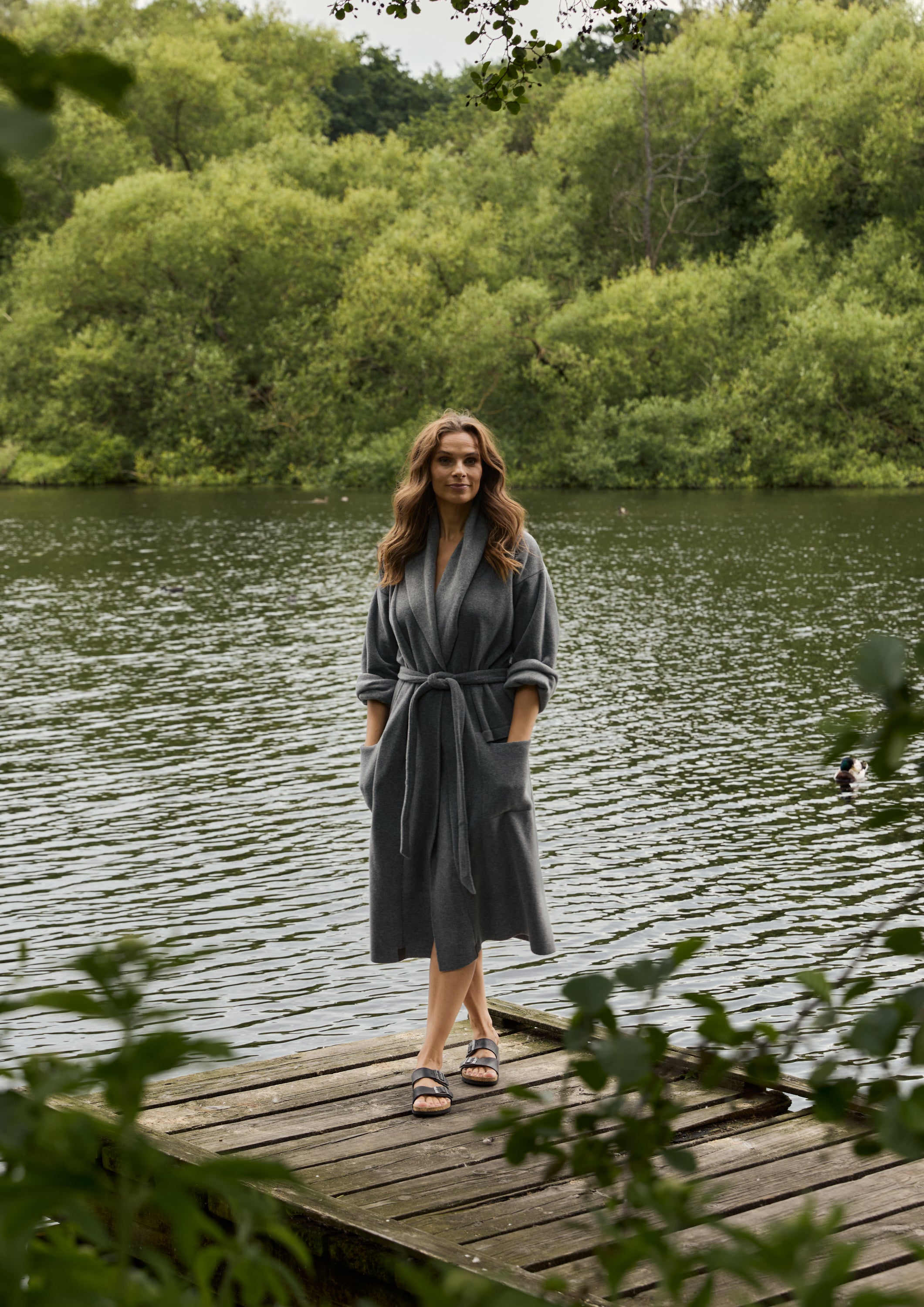 HENRIETTE STEFFENSEN COPENHAGEN MORGENMANTEL FRAUEN MIDI - 7128 BATHROBES GREY 905