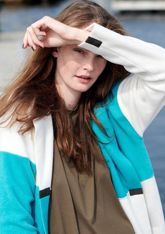 HENRIETTE STEFFENSEN COPENHAGEN NO WASTE CARDIGAN - 7150 CARDIGANS LAGOON/OFF WHITE 445