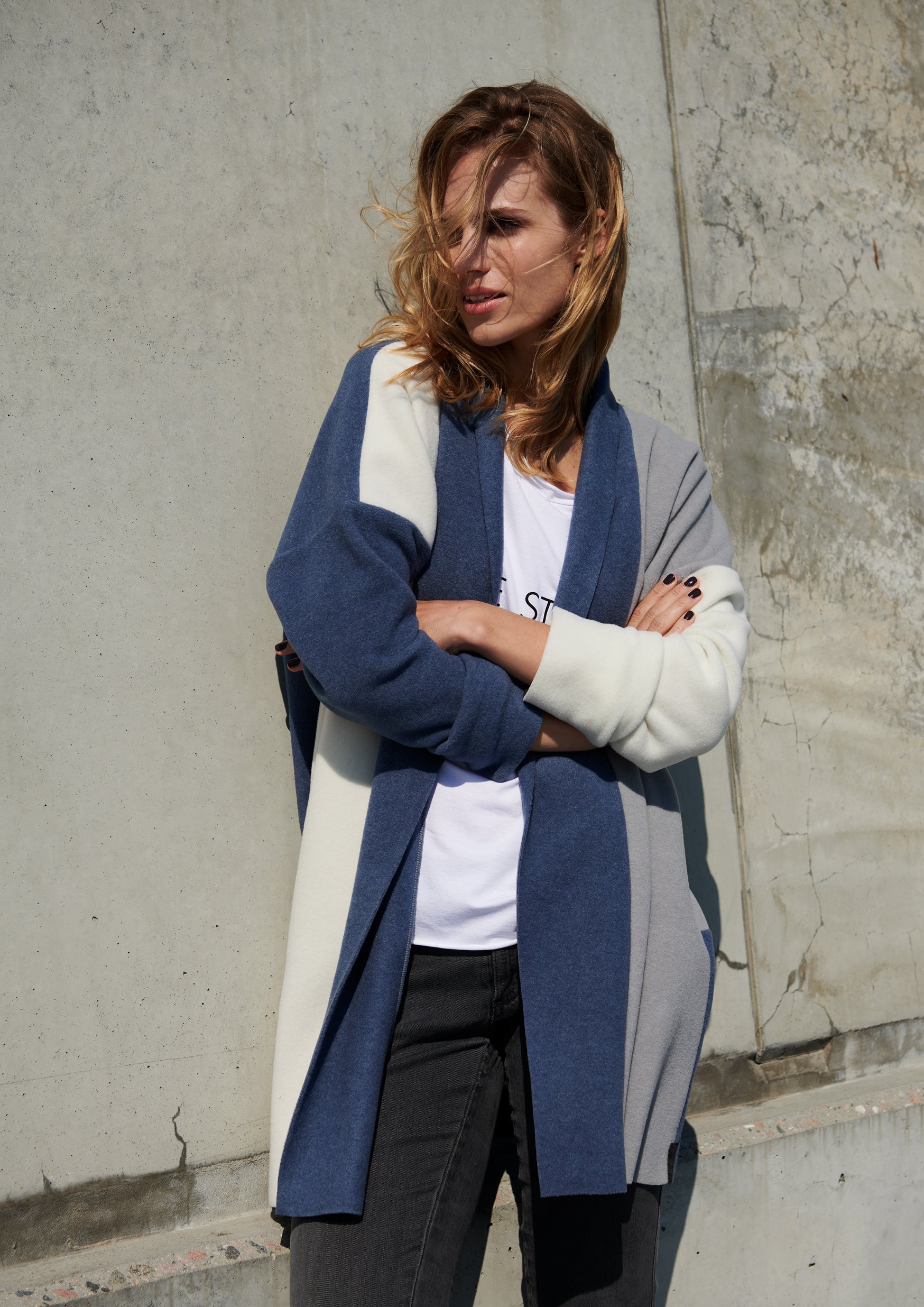HENRIETTE STEFFENSEN COPENHAGEN NO WASTE CARDIGAN  - 7175 CARDIGANS BLUE MIX 113