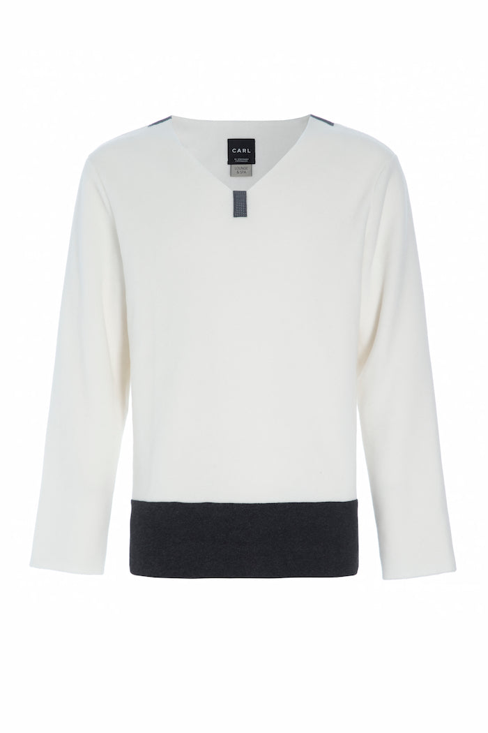 CARL BY STEFFENSEN COPENHAGEN ONE SIZE BLUSE MÂNNER - 1013C BLOUSES & SWEATERS OFF WHITE/SOFT BLACK 454