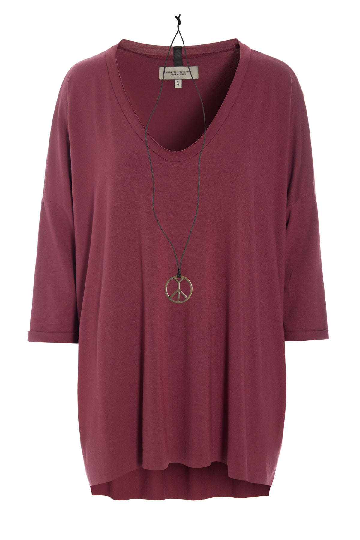 HENRIETTE STEFFENSEN COPENHAGEN OVERSIZED BLUSE V-AUSSCHNITT - 96078 BLUSER BORDEAUX 474