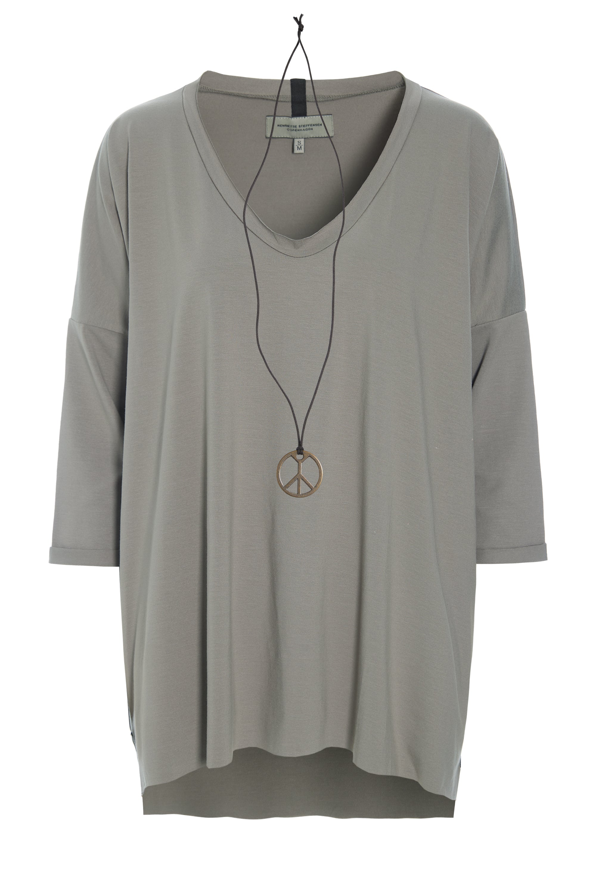 HENRIETTE STEFFENSEN COPENHAGEN OVERSIZED BLUSE V-AUSSCHNITT - 96078 BLUSER ELEPHANT 654