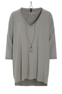 OVERSIZED BLUSE V-AUSSCHNITT - 96078 - ELEPHANT