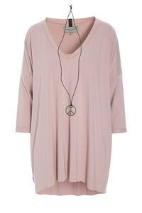 OVERSIZED BLUSE V-AUSSCHNITT - 96078 - NUDE