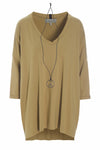 OVERSIZED BLUSE V-AUSSCHNITT - 96078 - OLIVE