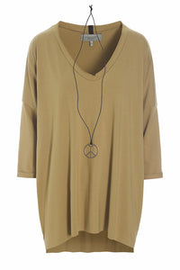 OVERSIZED BLUSE V-AUSSCHNITT - 96078 - OLIVE