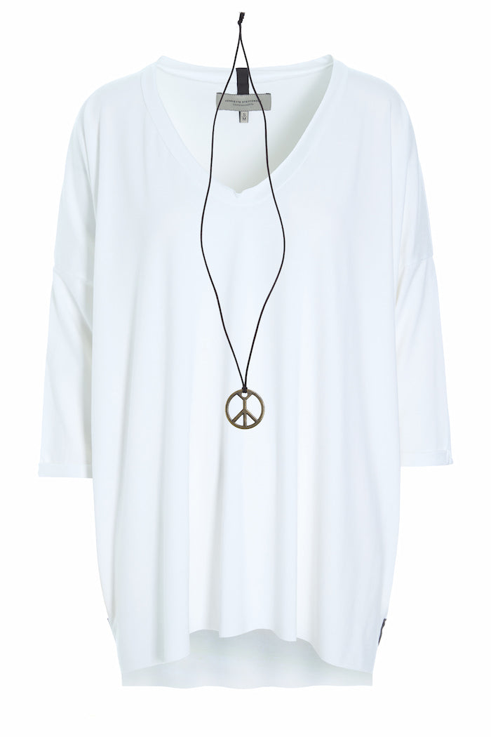 HENRIETTE STEFFENSEN COPENHAGEN OVERSIZED BLUSE V-AUSSCHNITT - 96078 BLUSER WHITE 816