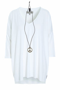 OVERSIZED BLUSE V-AUSSCHNITT - 96078 - WHITE