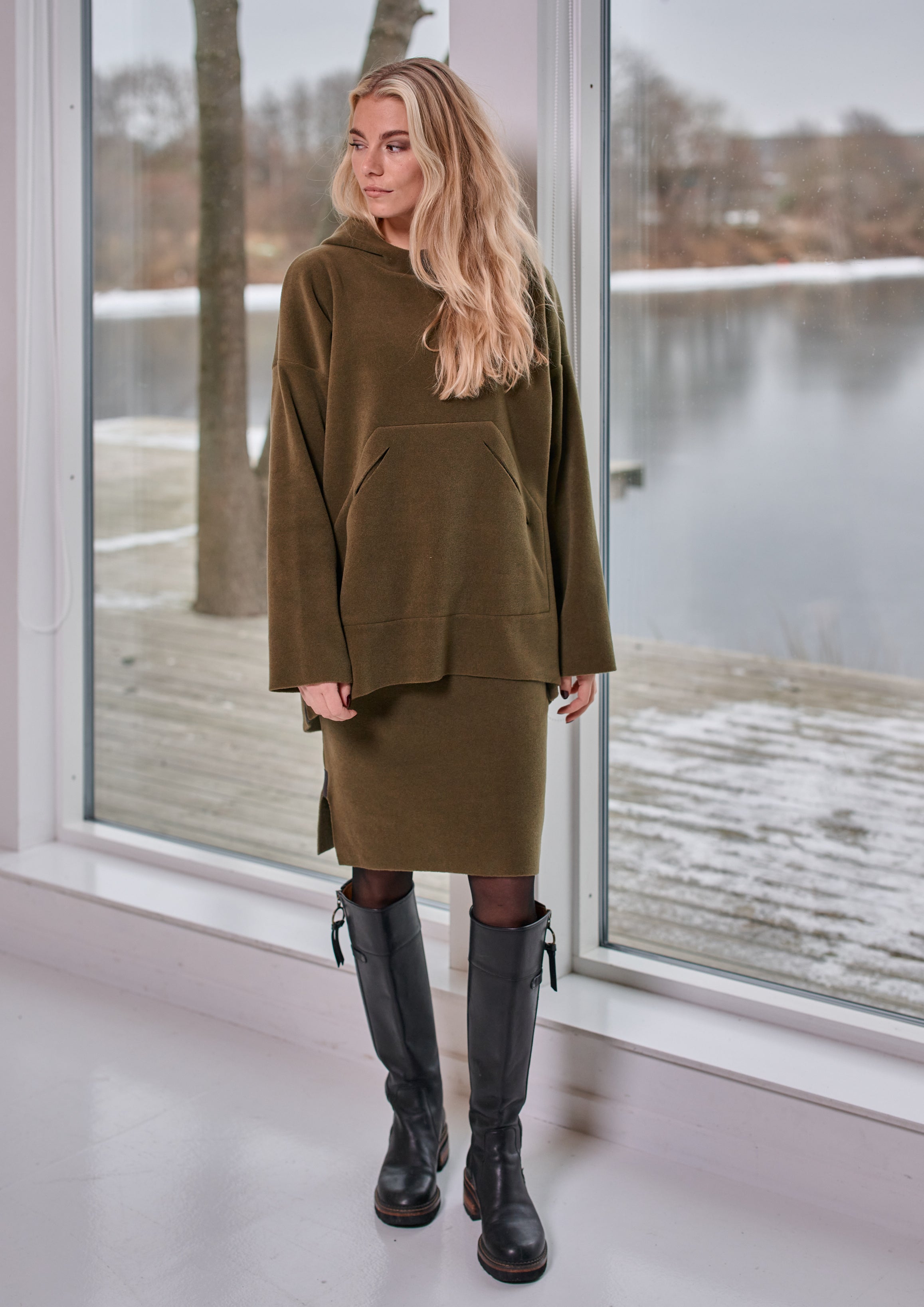 HENRIETTE STEFFENSEN COPENHAGEN OVERSIZE KAPUZENPULLOVER - 7160 HOODIES MOSS 611
