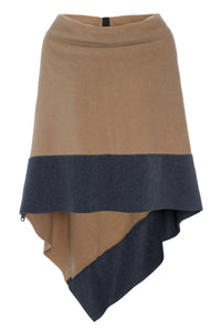 PONCHO 2 FARBIGE - 4068 - CAMEL/DEEP BLUE
