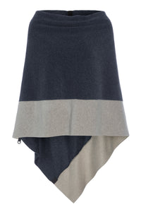 PONCHO 2 FARBIGE - 4068 - DEEP BLUE/SAND