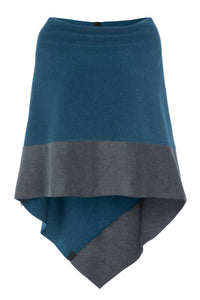 PONCHO 2 FARBIGE - 4068 - PETROL/GREY