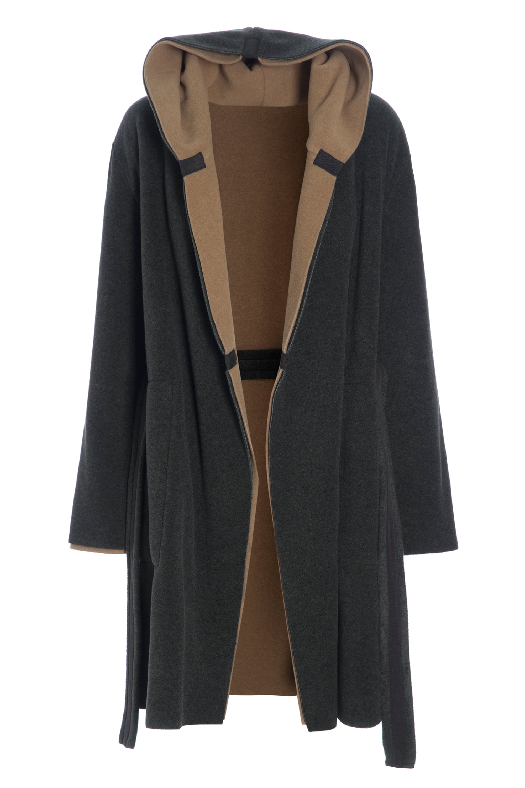 HENRIETTE STEFFENSEN COPENHAGEN REVERSIBEL MANTEL MIT KAPUZE - 7132 COATS FORREST/CAMEL 826