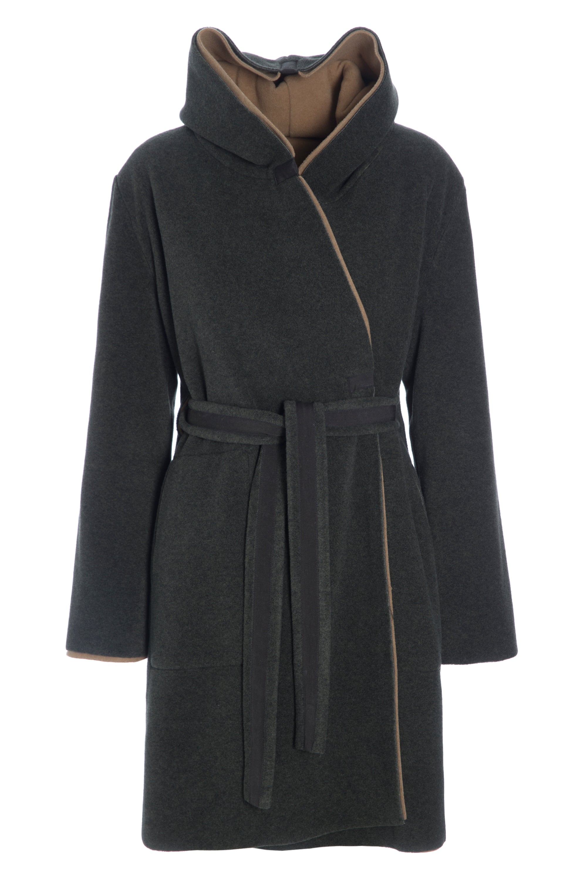 HENRIETTE STEFFENSEN COPENHAGEN REVERSIBEL MANTEL MIT KAPUZE - 7132 COATS FORREST/CAMEL 826