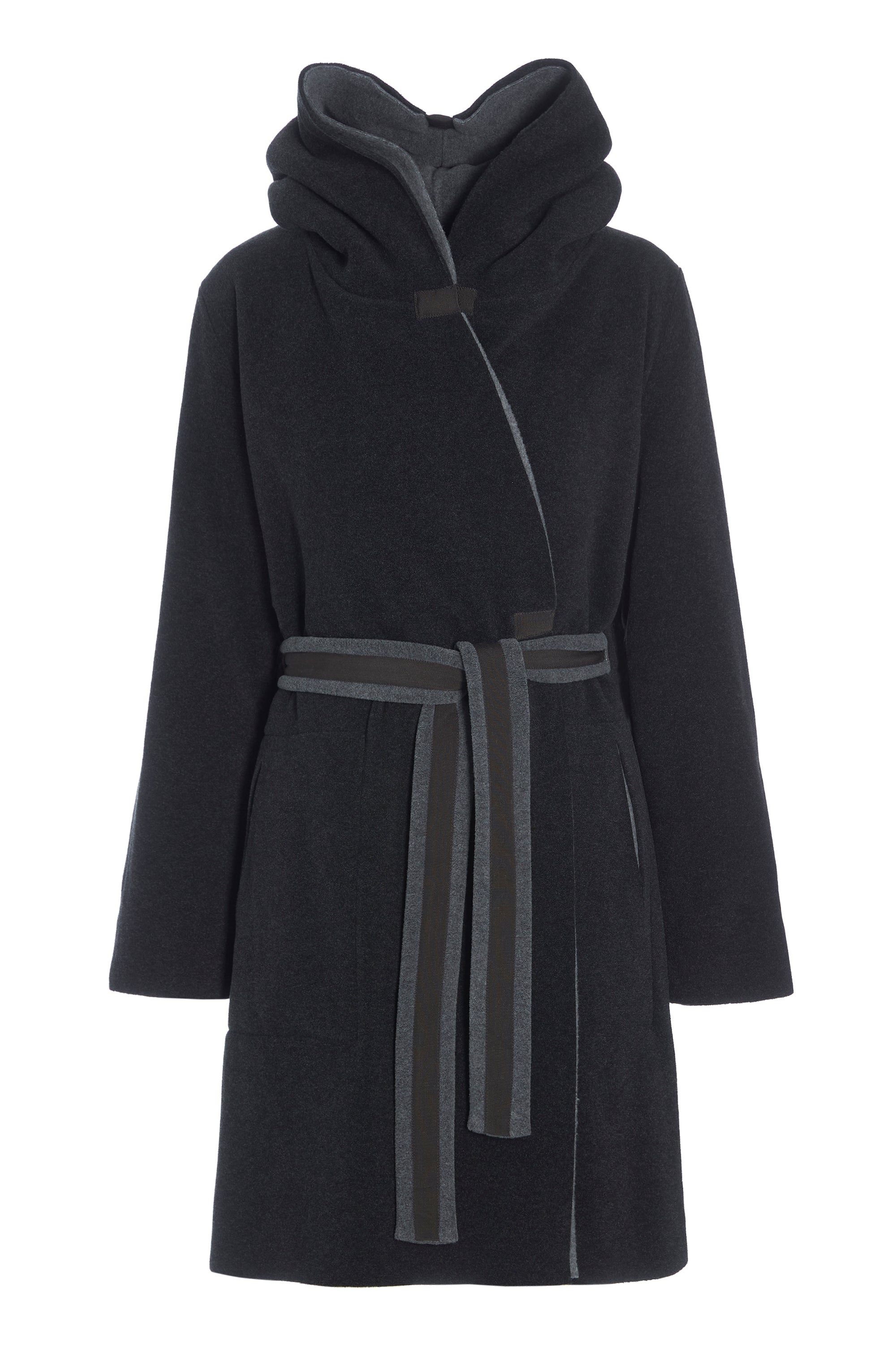 HENRIETTE STEFFENSEN COPENHAGEN REVERSIBEL MANTEL MIT KAPUZE - 7132 COATS GREY/SOFT BLACK 647
