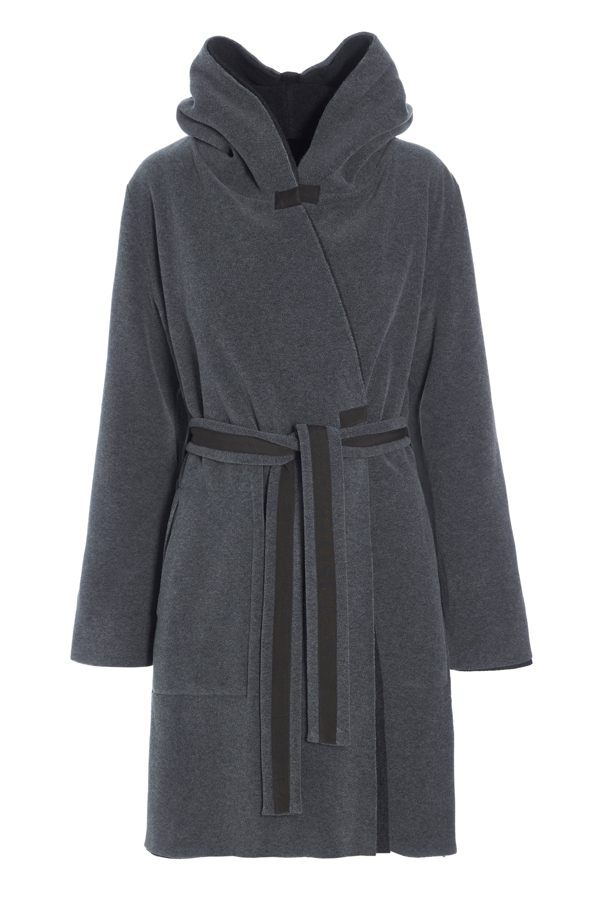 HENRIETTE STEFFENSEN COPENHAGEN REVERSIBEL MANTEL MIT KAPUZE - 7132 COATS GREY/SOFT BLACK 647