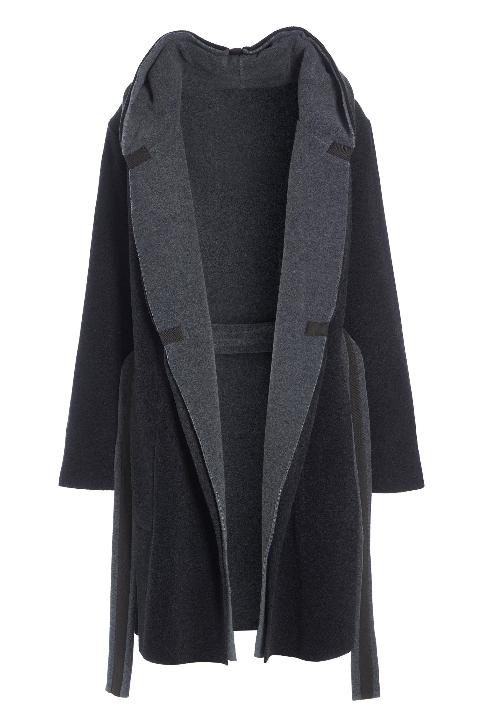 HENRIETTE STEFFENSEN COPENHAGEN REVERSIBEL MANTEL MIT KAPUZE - 7132 COATS GREY/SOFT BLACK 647