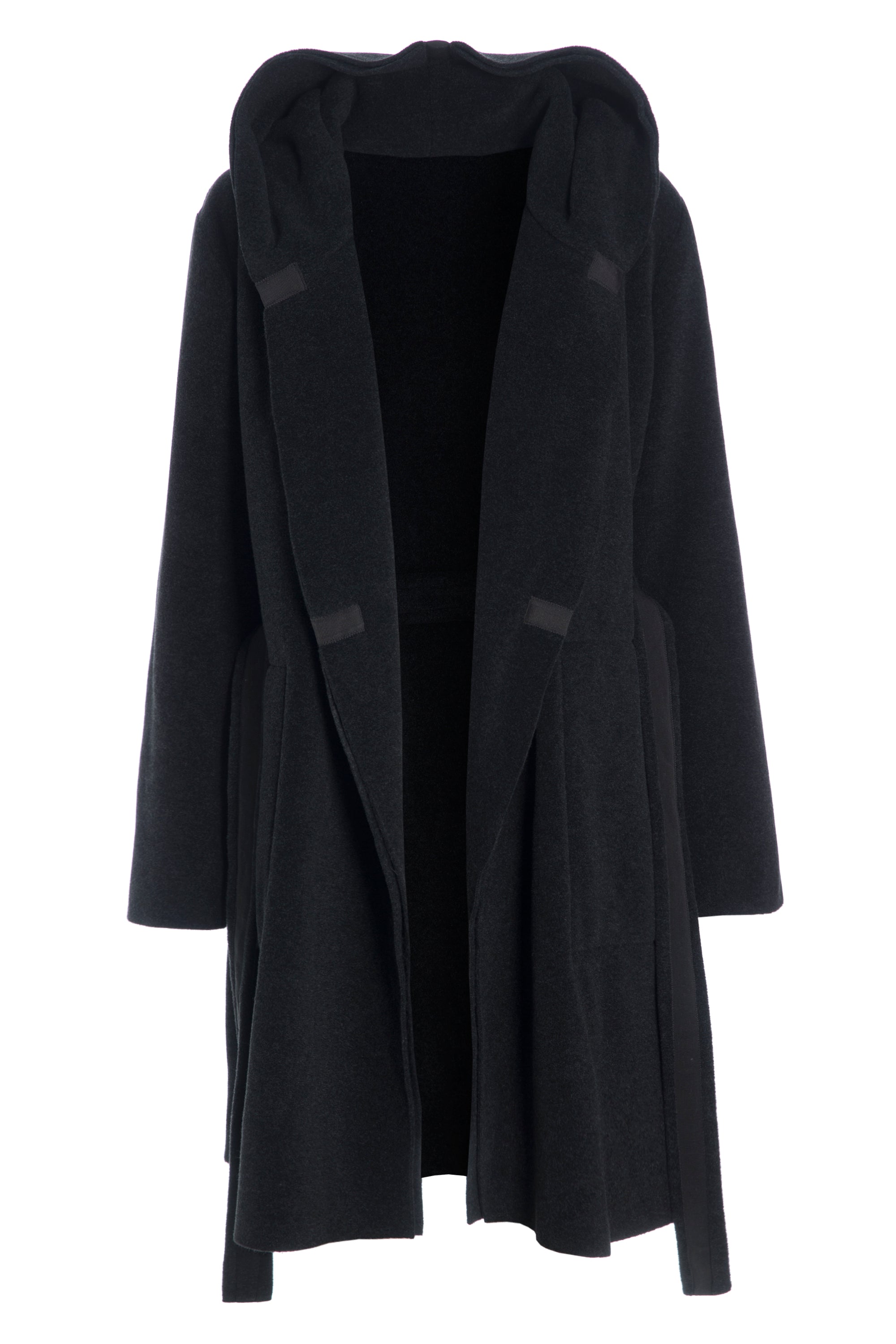 HENRIETTE STEFFENSEN COPENHAGEN REVERSIBEL MANTEL MIT KAPUZE - 7132 COATS SOFT BLACK 914