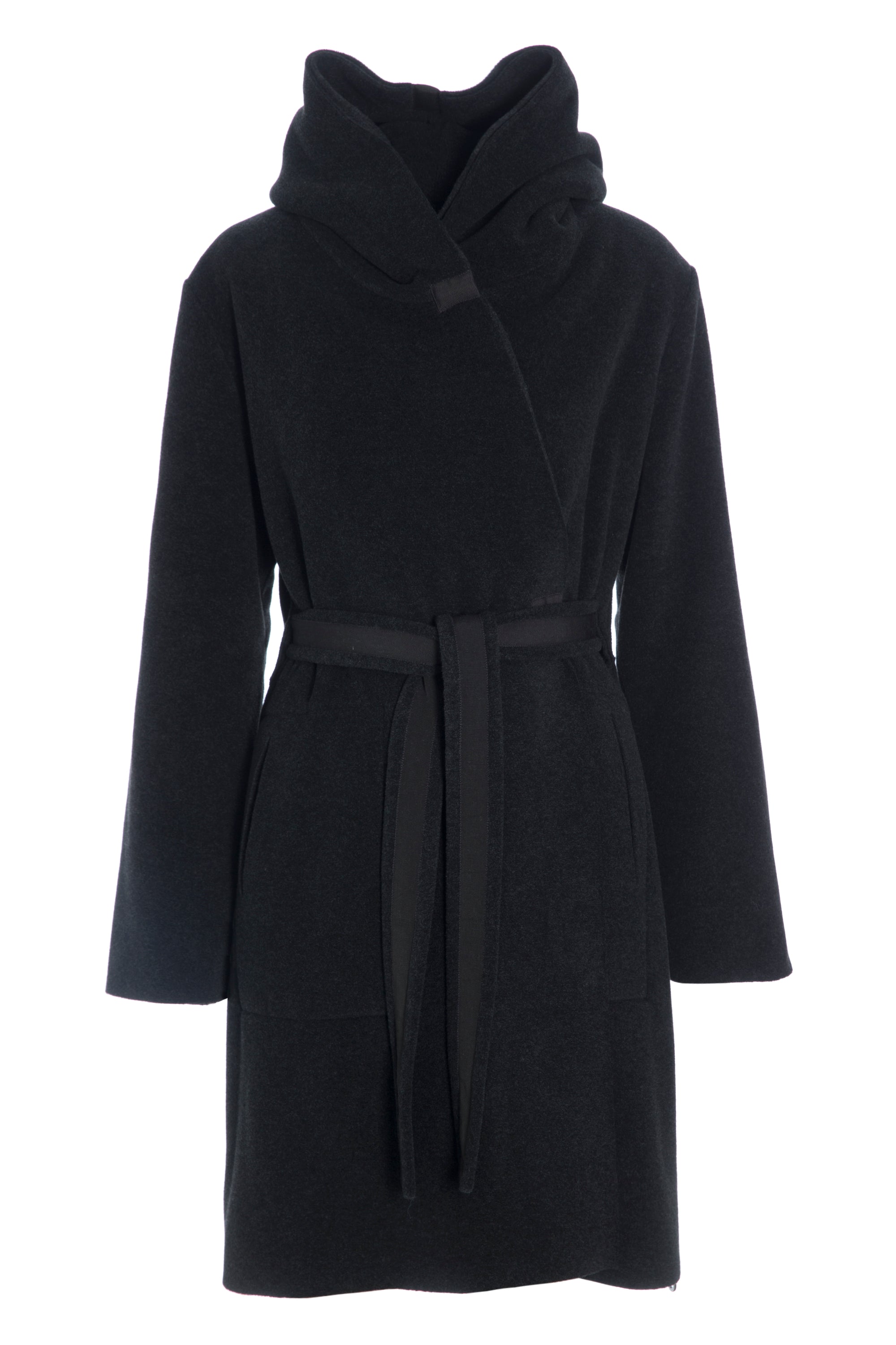 HENRIETTE STEFFENSEN COPENHAGEN REVERSIBEL MANTEL MIT KAPUZE - 7132 COATS SOFT BLACK 914