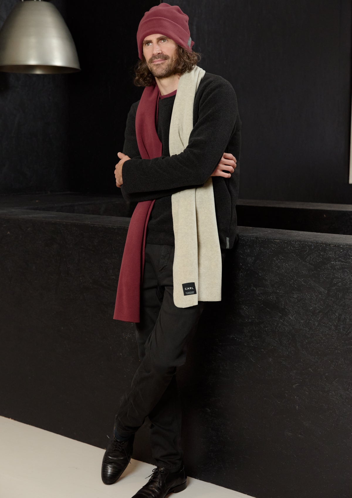 CARL BY STEFFENSEN COPENHAGEN SCHAL AUS WEICHEM FLEECE - 1004C SCARFS BORDEAUX 474