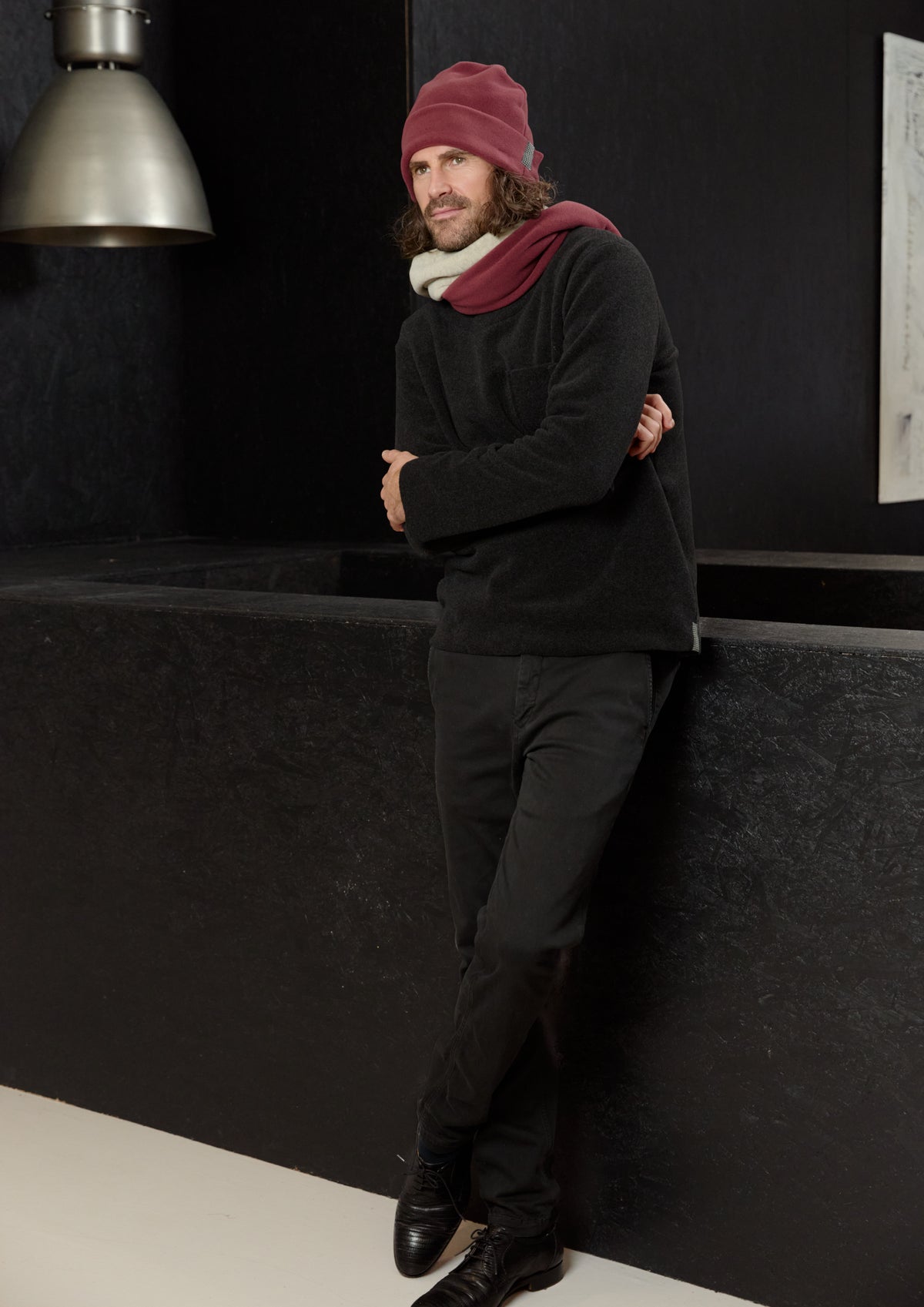 CARL BY STEFFENSEN COPENHAGEN SCHAL AUS WEICHEM FLEECE - 1004C SCARFS BORDEAUX 474