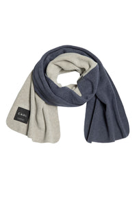 SCHAL AUS WEICHEM FLEECE - 1004C - SAND/DEEP BLUE