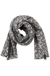 SCHAL MIT KAPPE - 4054P - LEOPARD grey