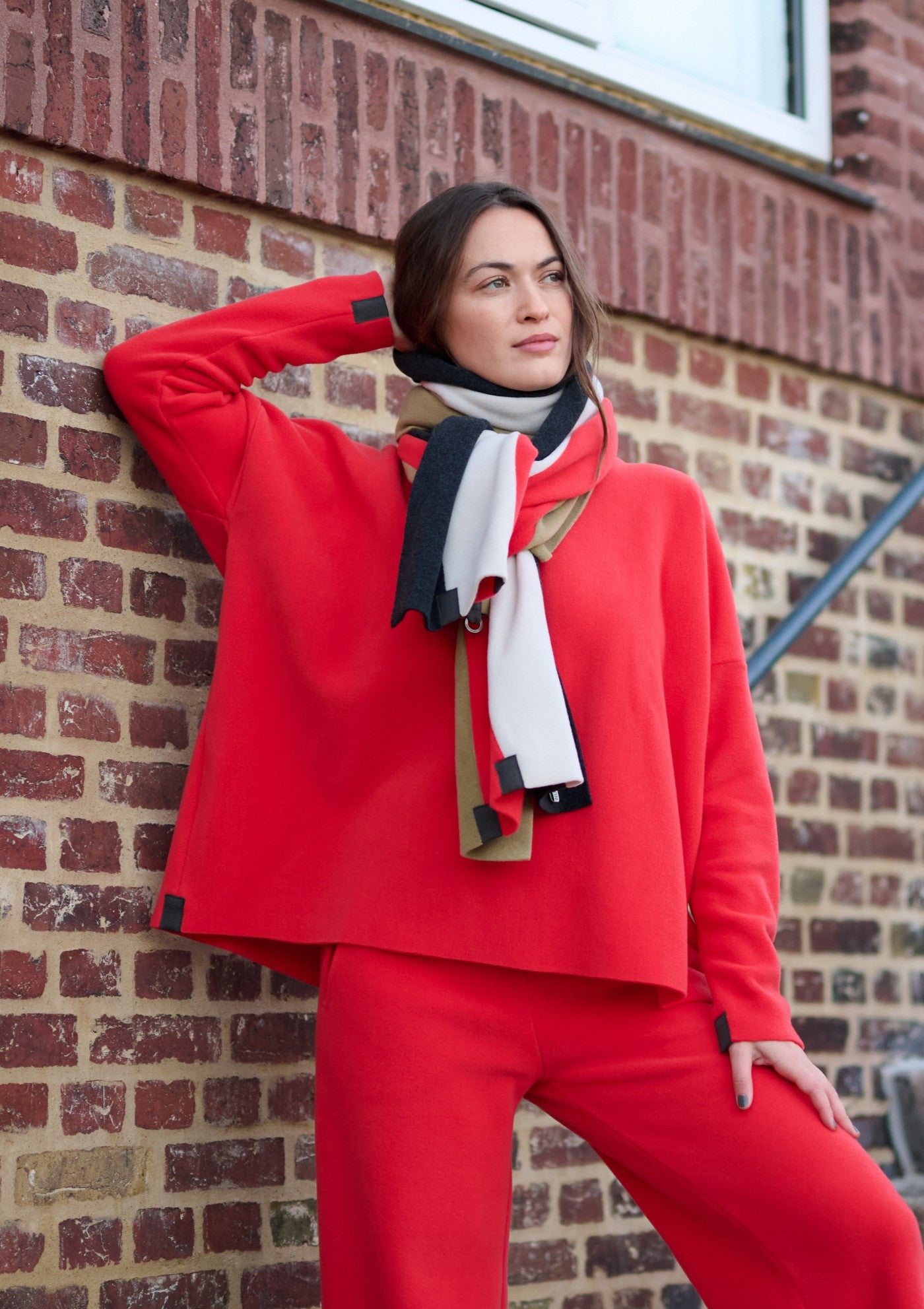 HENRIETTE STEFFENSEN COPENHAGEN SCHAL NO WASTE - 4125 SCARFS OLIVE/TOMATO/KIT/SB 330