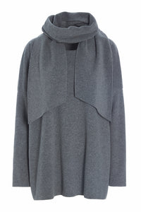 SWEATER MIT SCHAL - 1338 - GREY