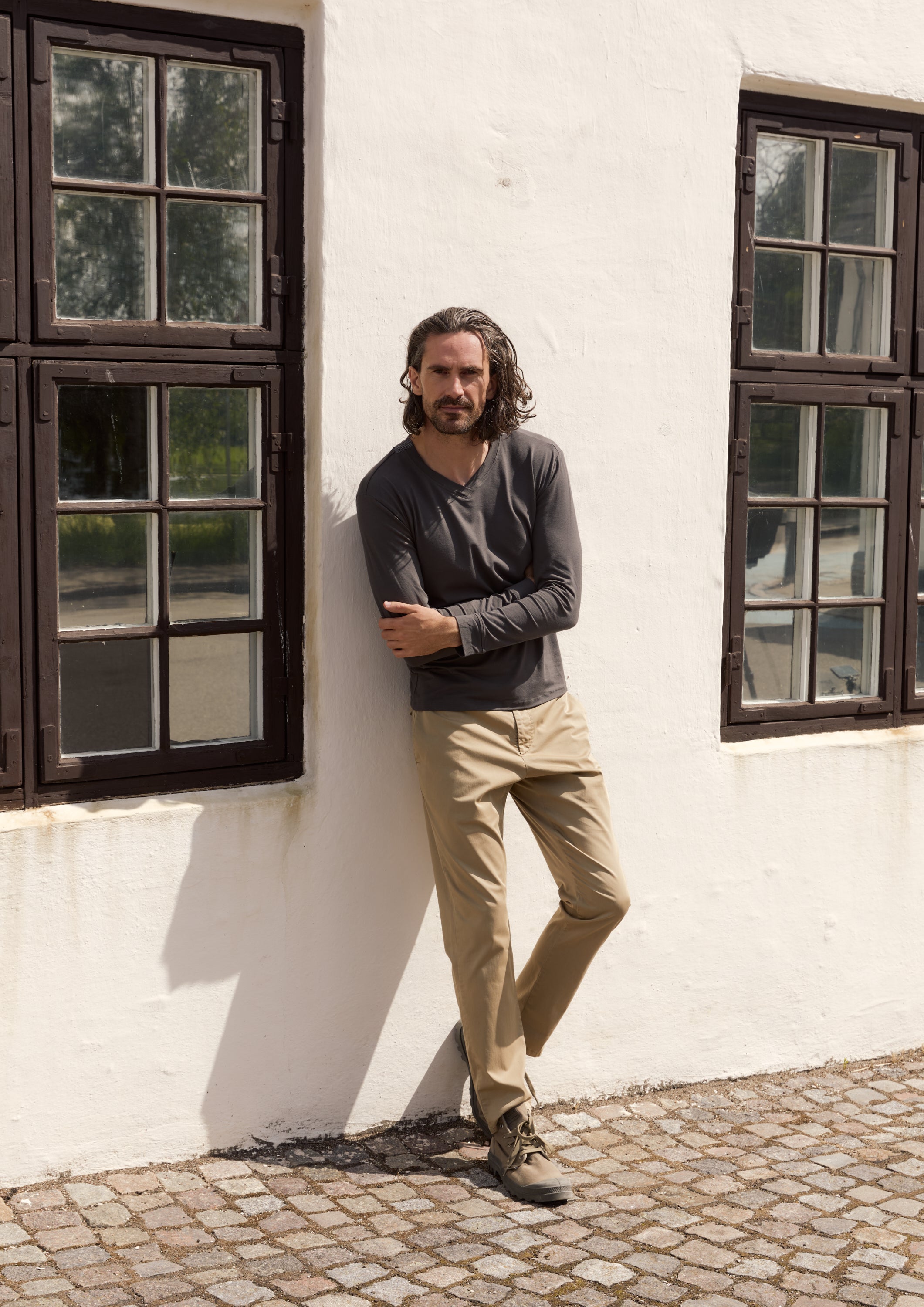 CARL BY STEFFENSEN COPENHAGEN T-SHIRT V-AUSSCHNITT LANGARM - 1021C T-SHIRTS GREY 905