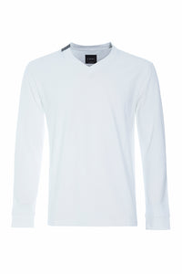 T-SHIRT V-AUSSCHNITT LANGARM - 1021C - WHITE