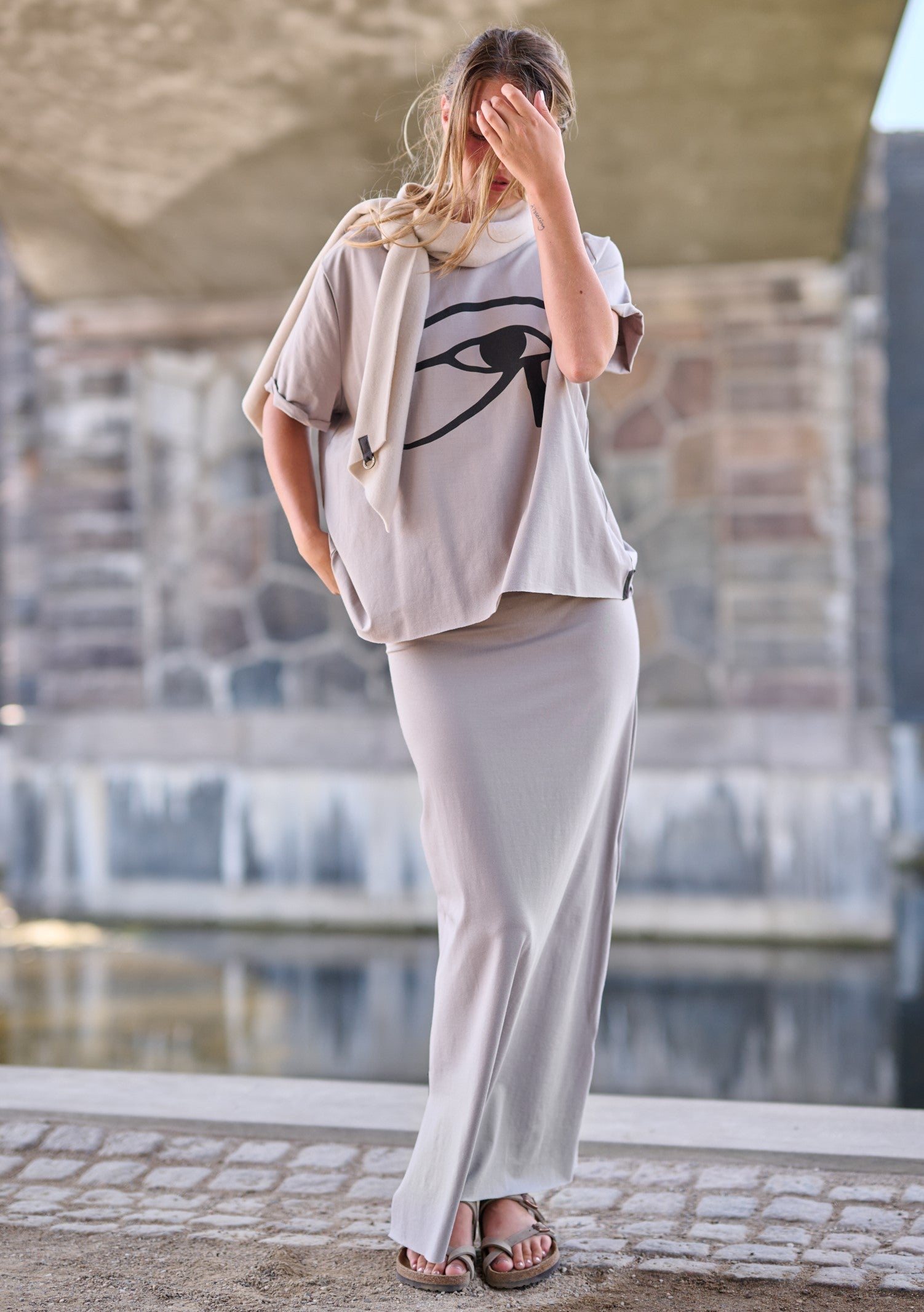 HENRIETTE STEFFENSEN COPENHAGEN TEE EYE PRINT - 96086 T-SHIRTS SAND 805