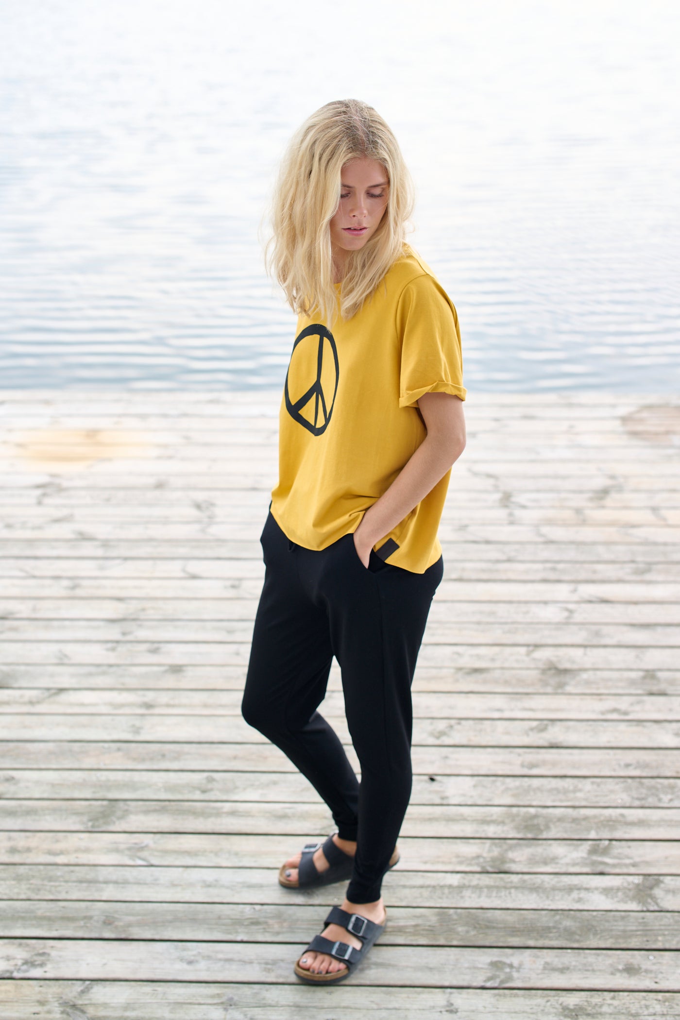 HENRIETTE STEFFENSEN COPENHAGEN TEE PEACE PRINT - 96066 T-SHIRTS SAFRAN 701