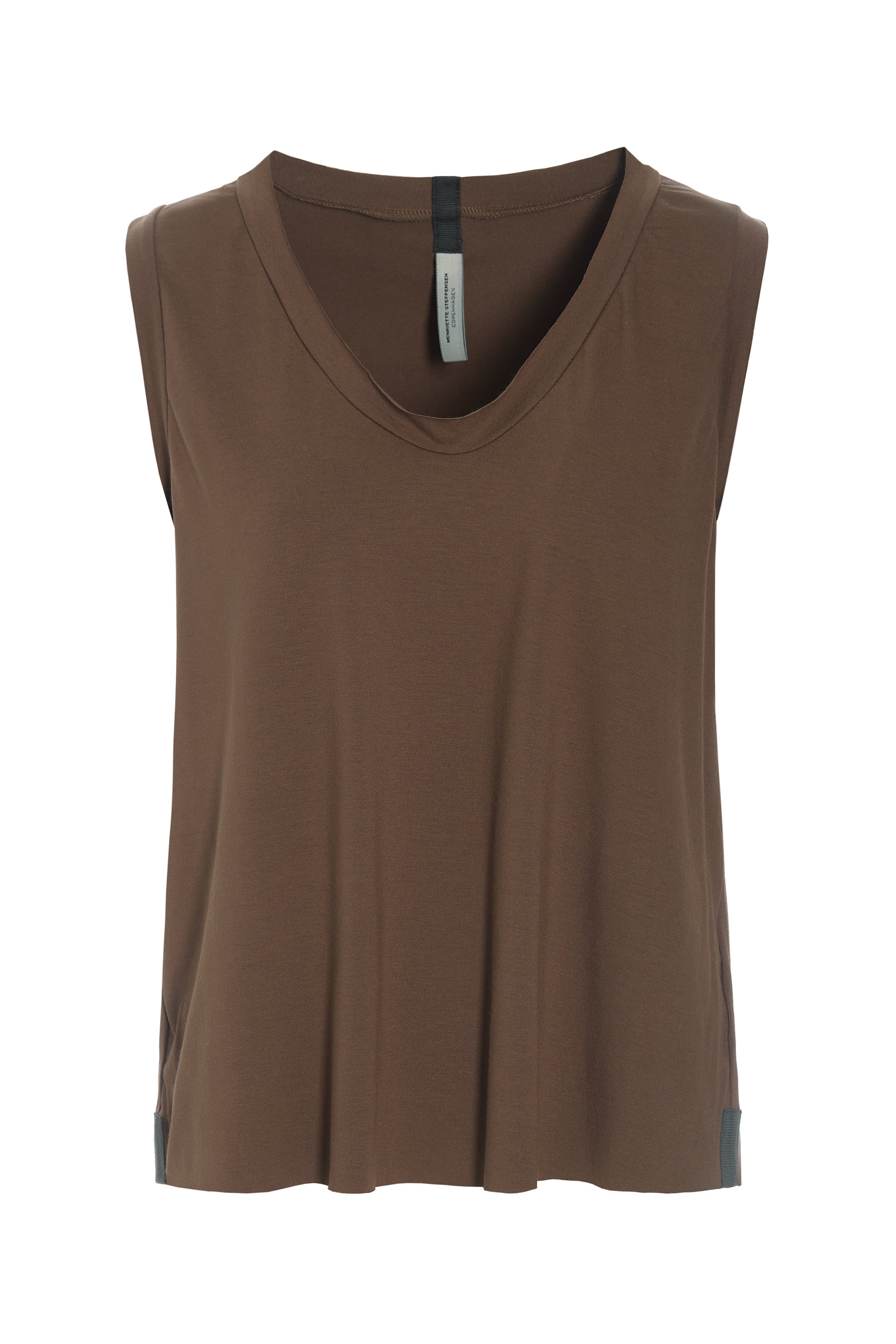HENRIETTE STEFFENSEN COPENHAGEN TOP V-AUSSCHNITT - 96102 T-SHIRTS CHOCOLATE 844