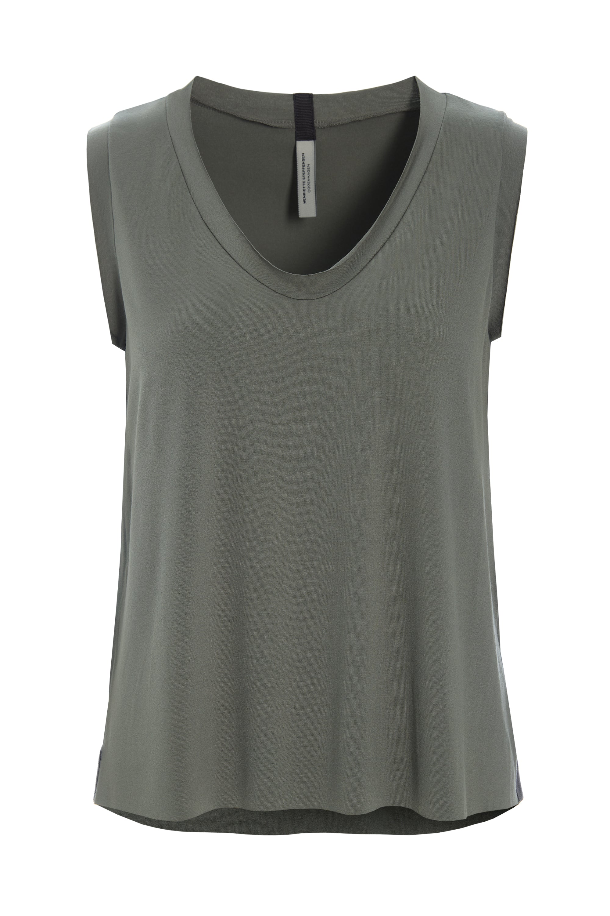 HENRIETTE STEFFENSEN COPENHAGEN TOP V-AUSSCHNITT - 96102 T-SHIRTS DUSTY GREEN 609