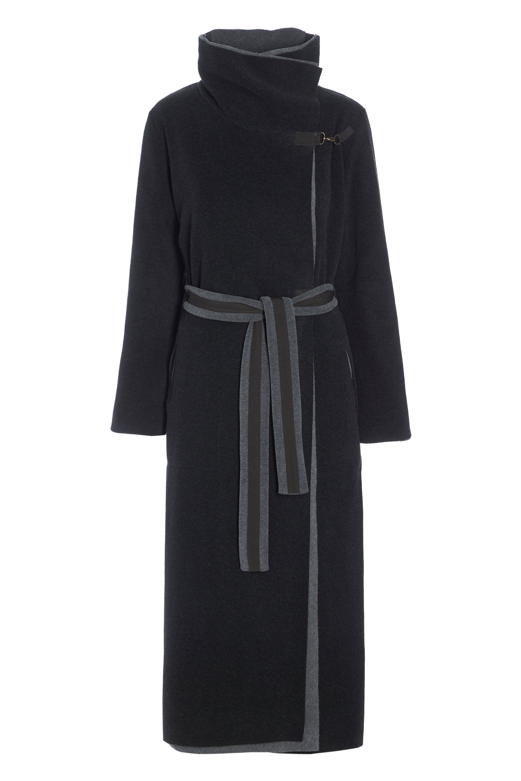 HENRIETTE STEFFENSEN COPENHAGEN TRENCHCOAT AUS DOPPELLAGIGEM FLEECE - 7145 COATS GREY/SOFT BLACK 647