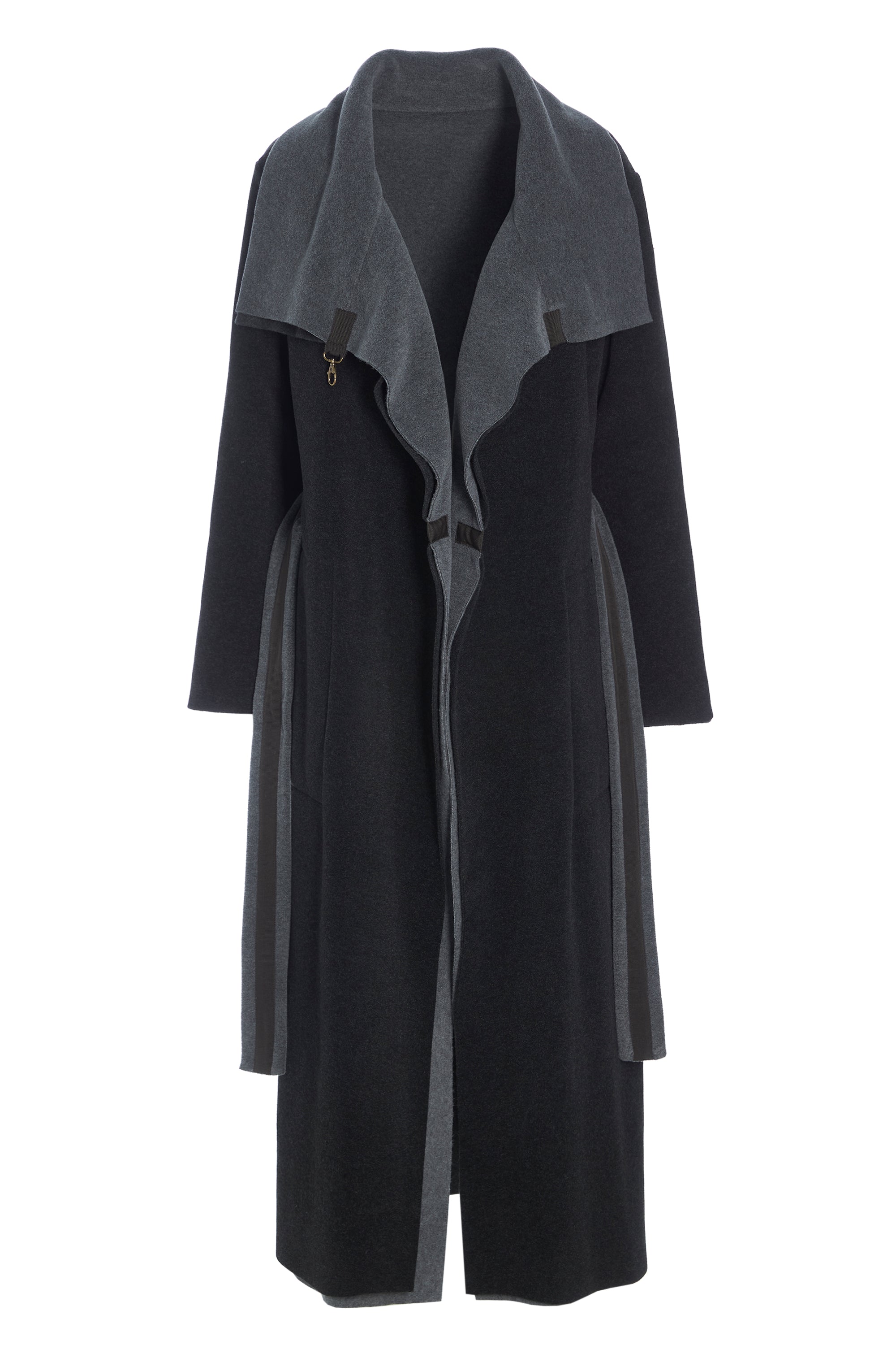 HENRIETTE STEFFENSEN COPENHAGEN TRENCHCOAT AUS DOPPELLAGIGEM FLEECE - 7145 COATS GREY/SOFT BLACK 647