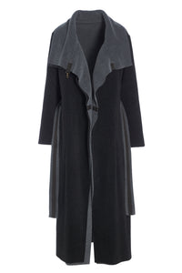 TRENCHCOAT AUS DOPPELLAGIGEM FLEECE - 7145 - GREY/SOFT BLACK