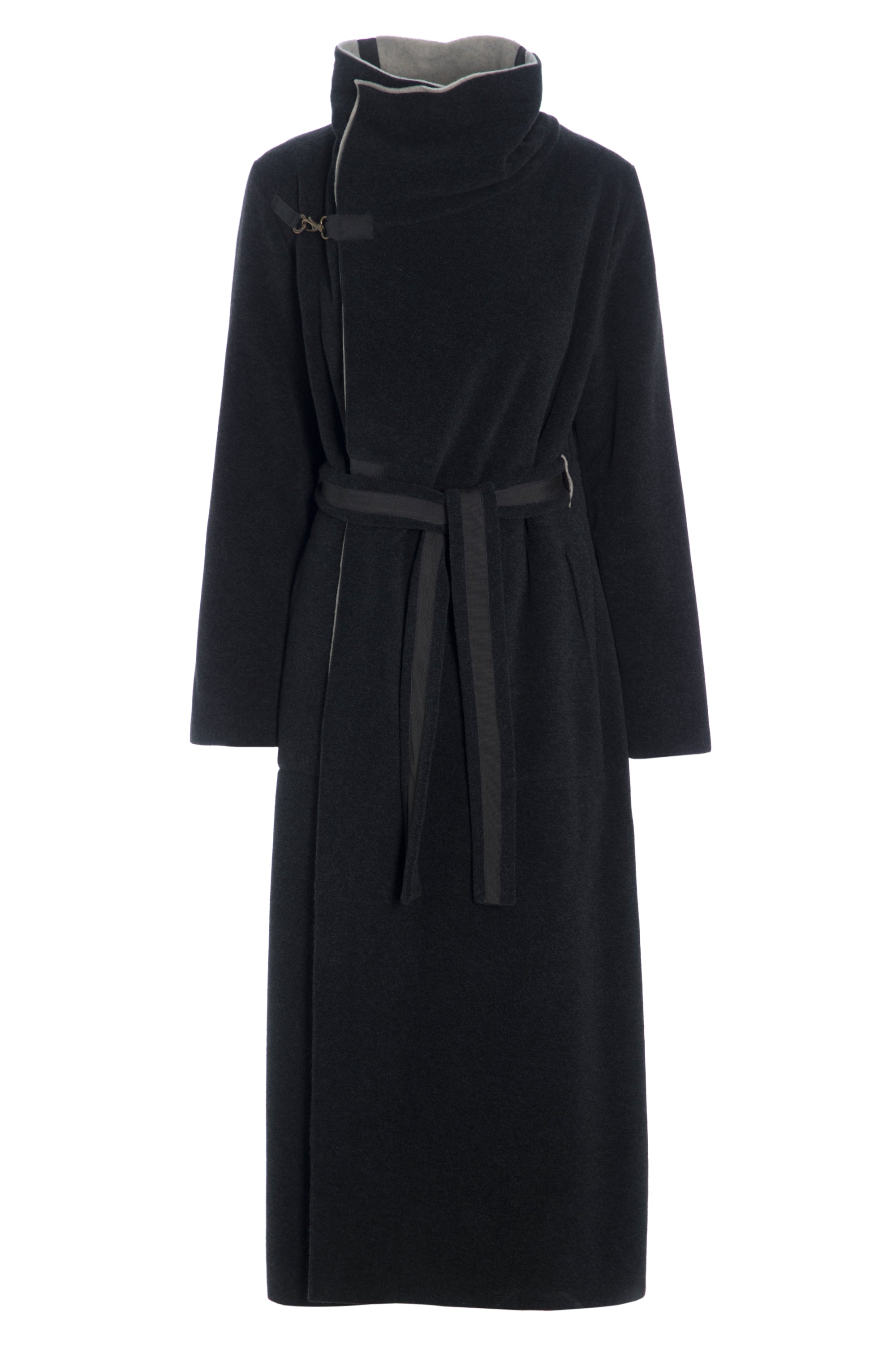 HENRIETTE STEFFENSEN COPENHAGEN TRENCHCOAT AUS DOPPELLAGIGEM FLEECE - 7145 COATS SOFT BLACK/SAND 452