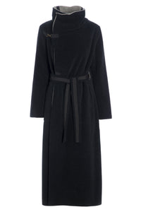 TRENCHCOAT AUS DOPPELLAGIGEM FLEECE - 7145 - SOFT BLACK/SAND