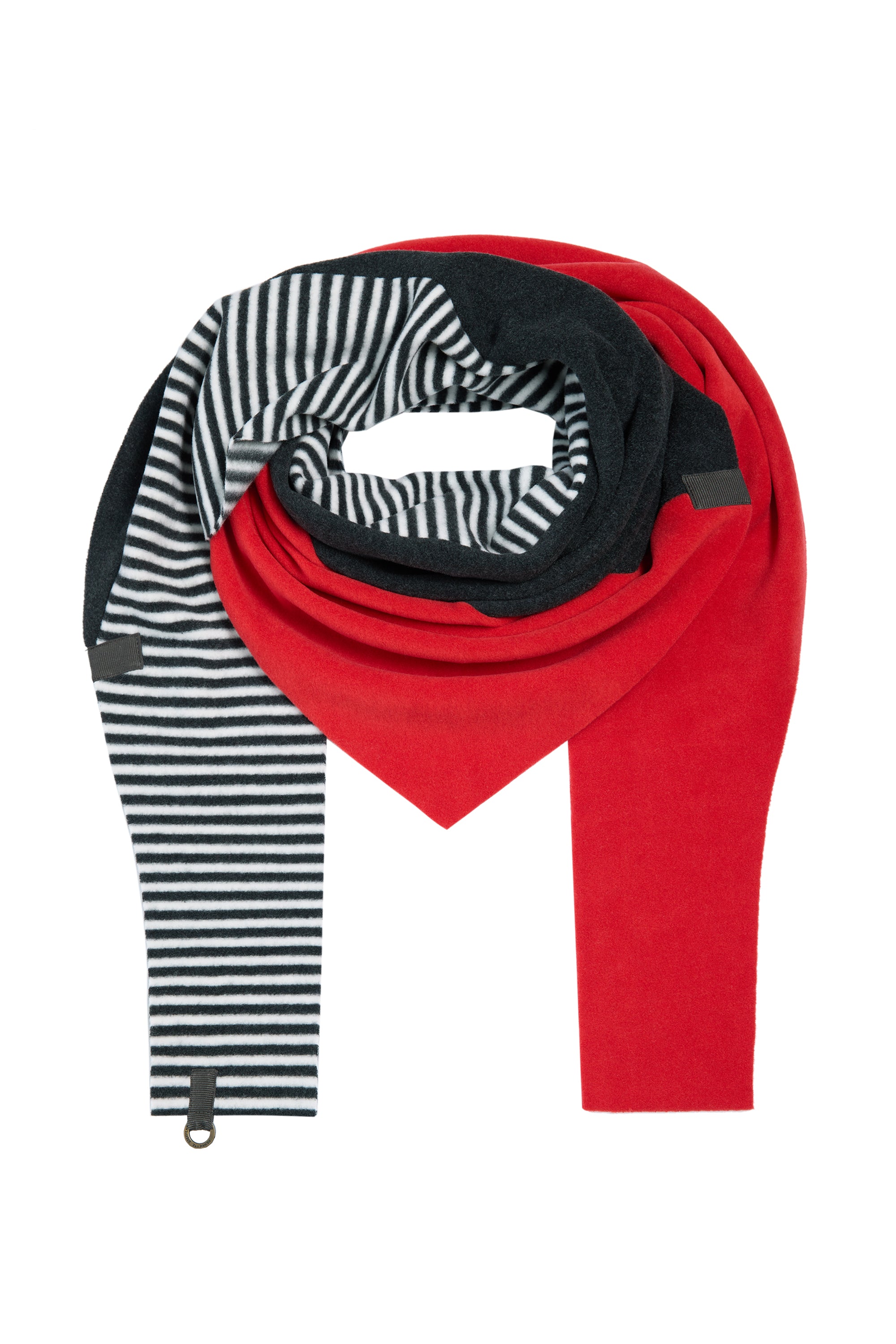 HENRIETTE STEFFENSEN COPENHAGEN TRIANGLE SCARF PATCH - 4100 SCARFS RED/SB/STRIPES B&W 451